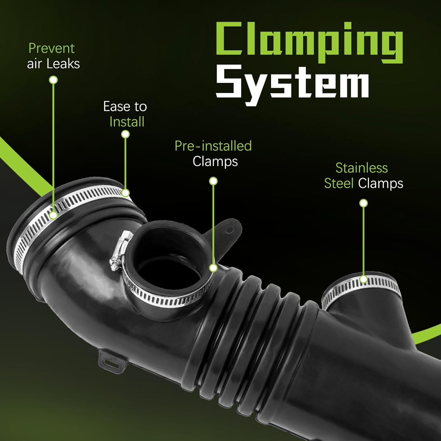 17881-62170 Air Intake Hose Tube With Clamp Compatible With 2001 2002 2003 2004 Toyota Tacoma V6 3.4L Replaces 1788162170 - Image 3