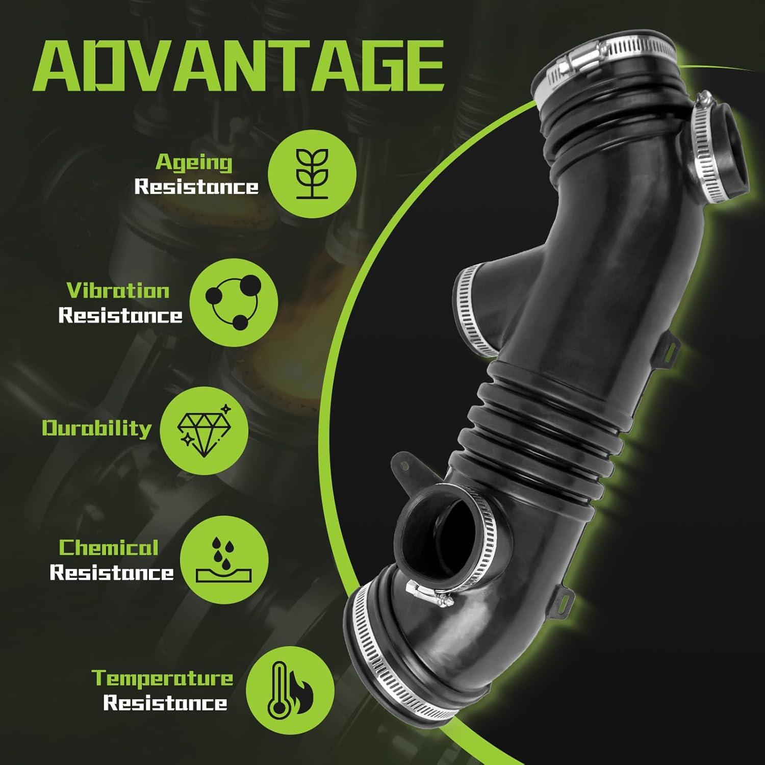17881-62170 Air Intake Hose Tube With Clamp Compatible With 2001 2002 2003 2004 Toyota Tacoma V6 3.4L Replaces 1788162170 - Image 6