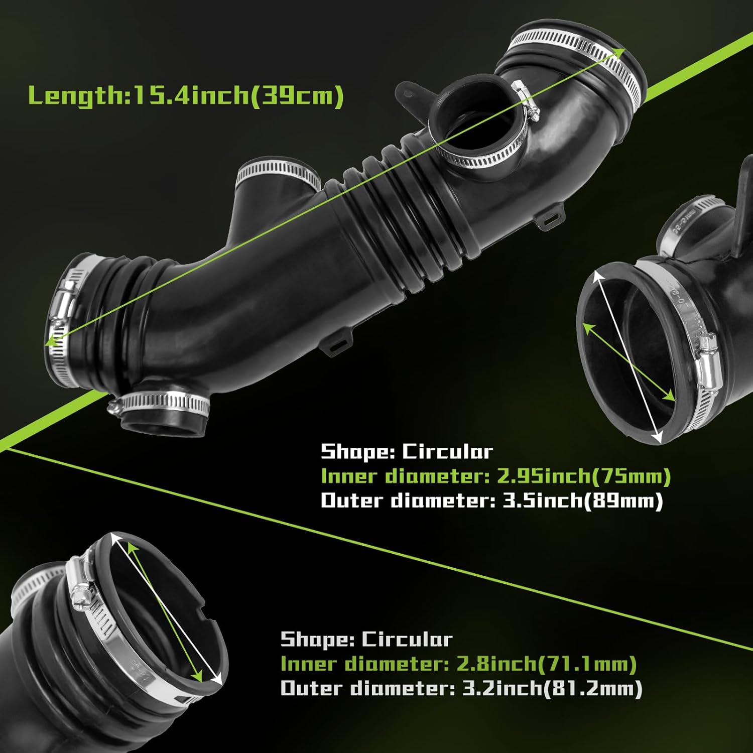17881-62170 Air Intake Hose Tube With Clamp Compatible With 2001 2002 2003 2004 Toyota Tacoma V6 3.4L Replaces 1788162170 - Image 5
